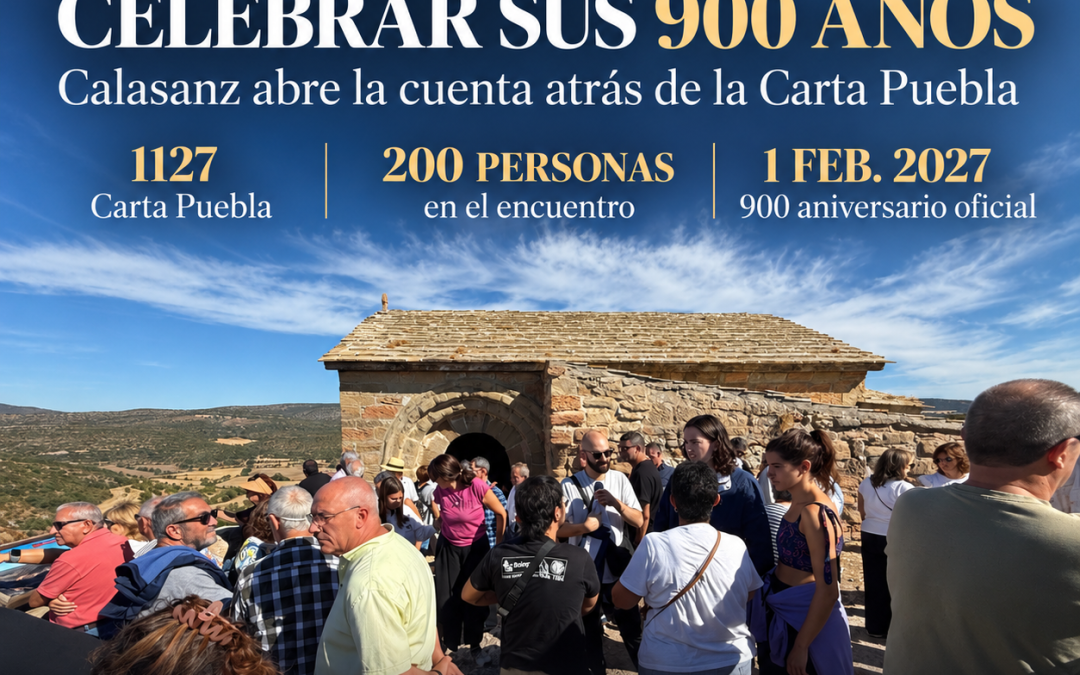 Comitiva de Aínsa en Calasanz durante los primeros actos conmemorativos del 900 aniversario de la Carta Puebla de Aínsa