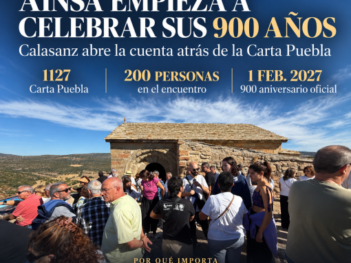 Comitiva de Aínsa en Calasanz durante los primeros actos conmemorativos del 900 aniversario de la Carta Puebla de Aínsa