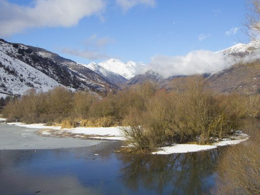 Vista aérea de la Mollera d’Escalarre junto al río Noguera Pallaresa